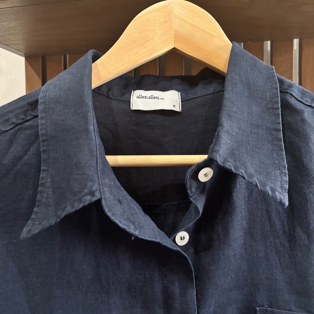 Allen Allen Navy Blue Shirt Dress - Picture 2 of 3